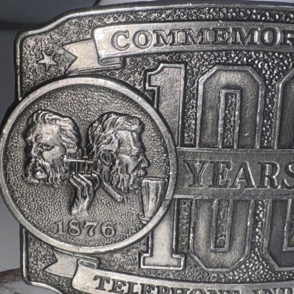 Telephone Industry 100 Year 1876 1976 Commemorative Belt Buckle Vtg Lewis.TWY446